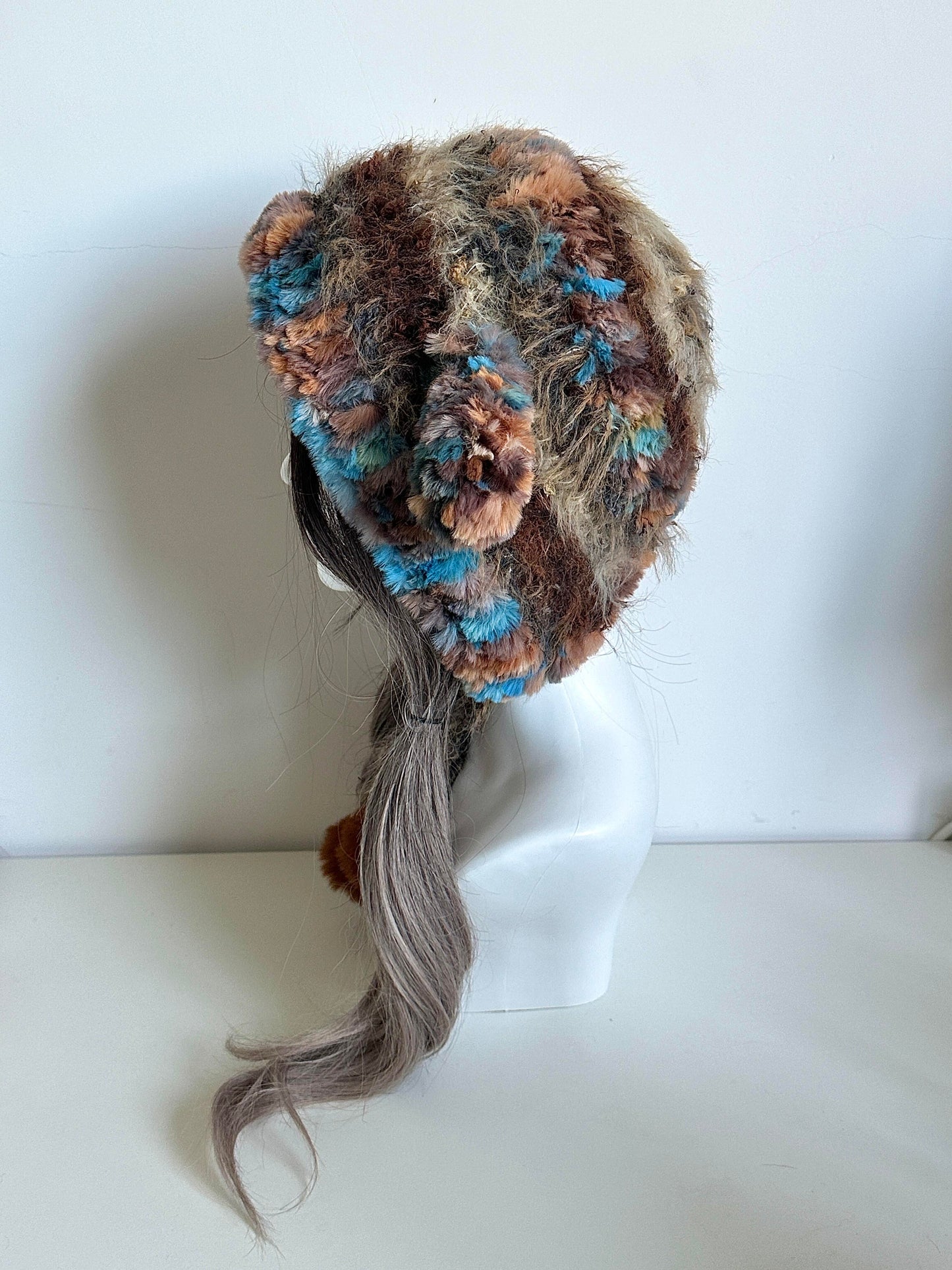 Sunset Lamm-Ohren Beanie – Handgestrickte flauschige Mütze