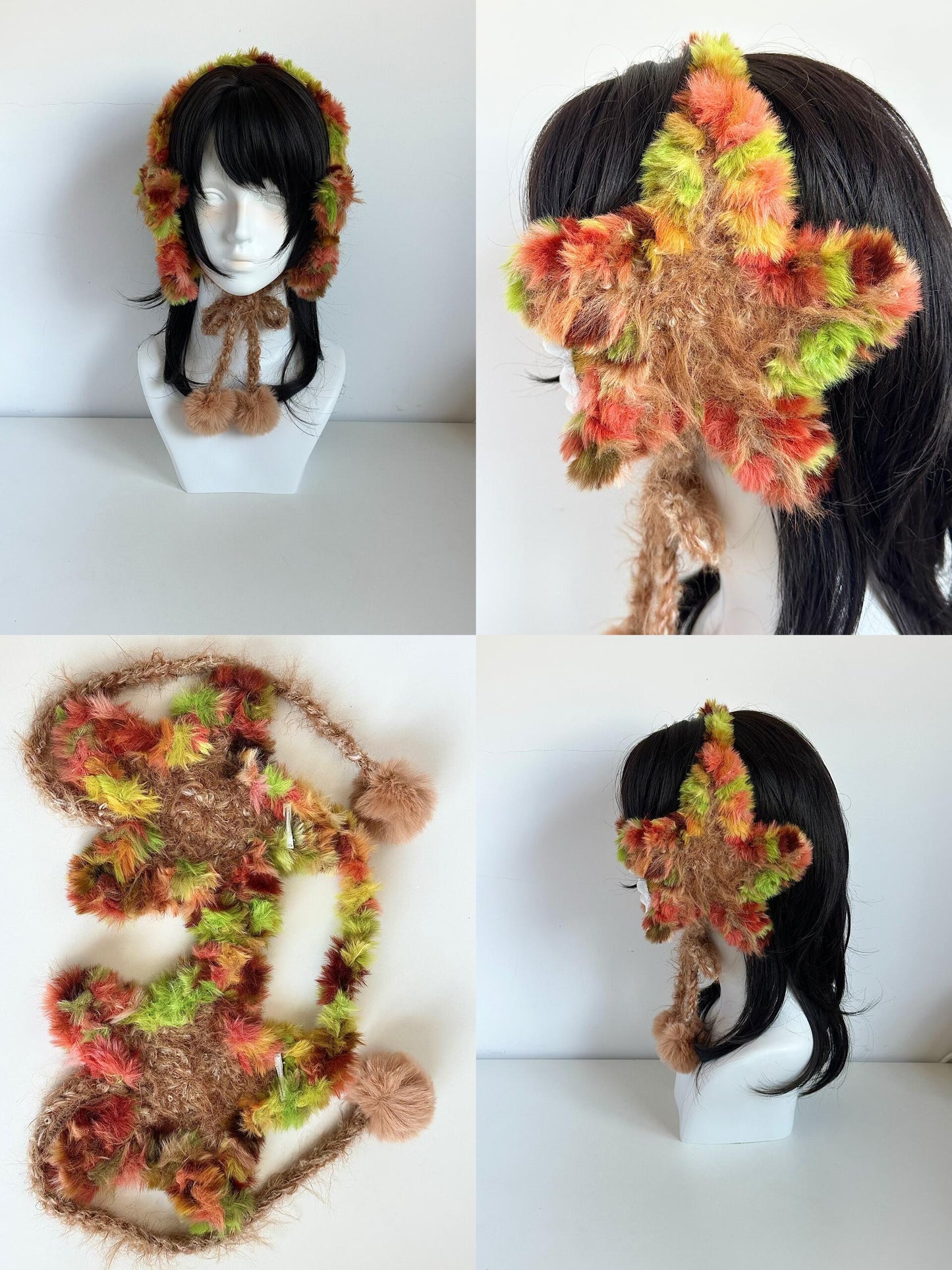 Cache-oreilles étoile feuille d'érable faits à la main, cache-oreilles en crochet doux pour l'automne