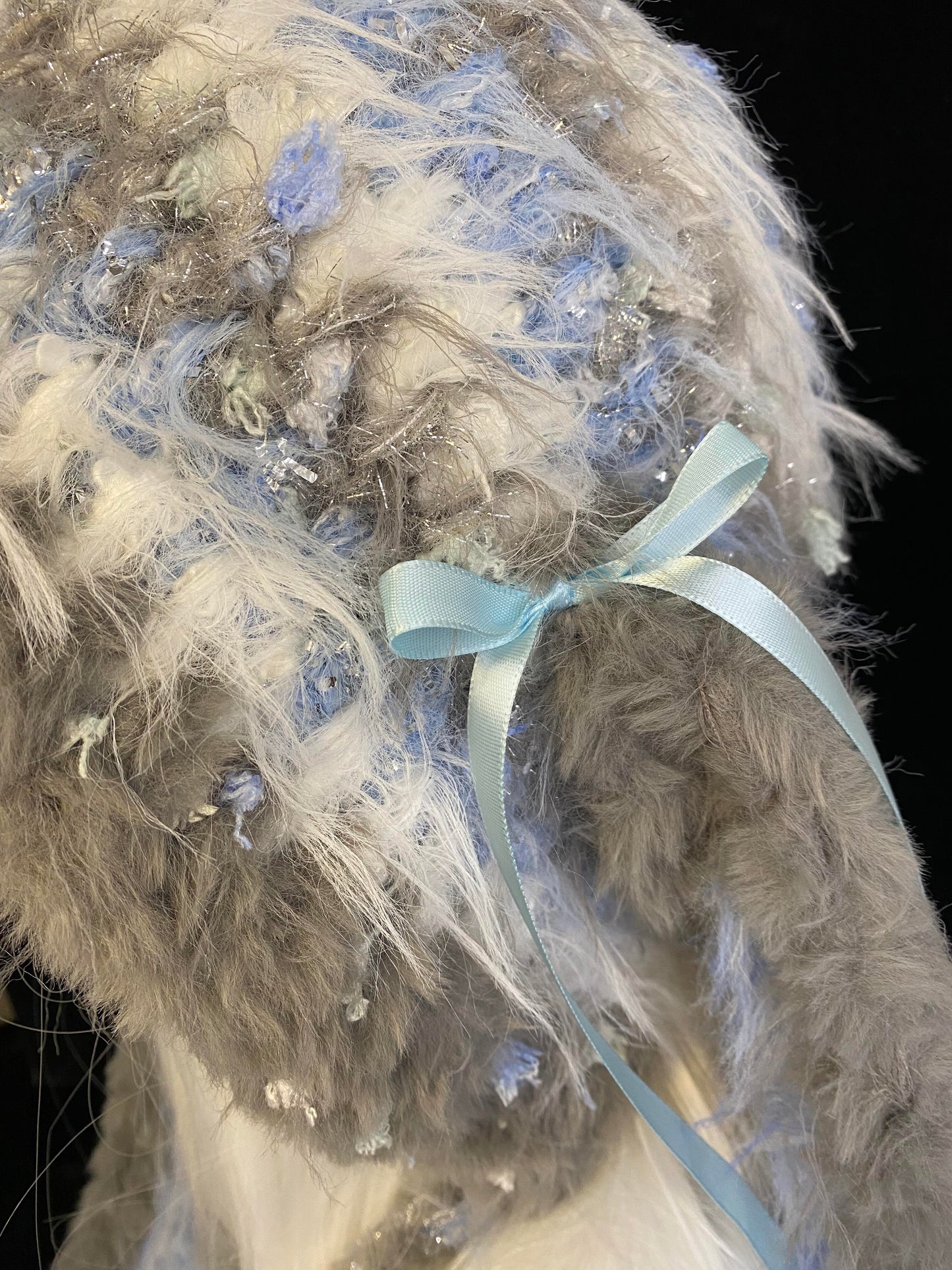 Red White Bunny-Eared Hood, Cute Kawaii Rabbit Winter Hat, Soft Handmade Furry Hood Scarf