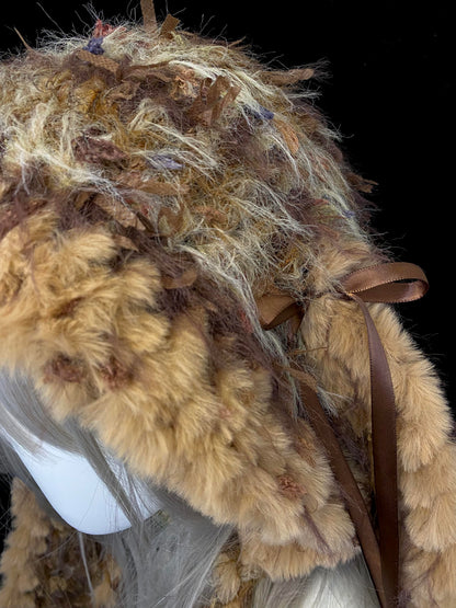 Capuche verte et jaune à oreilles de lapin, Chapeau de lapin Kawaii mignon, Cache-cou à capuche doux fait main pour l'hiver