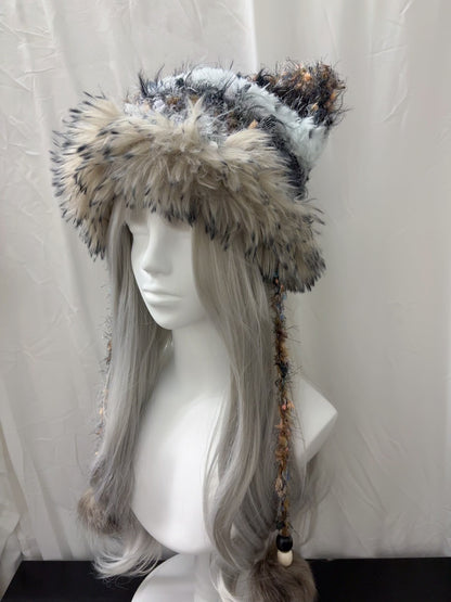 Gray Silver Cat Ear Hat, Handmade Crochet Animal Beanie, Kawaii Winter Hat