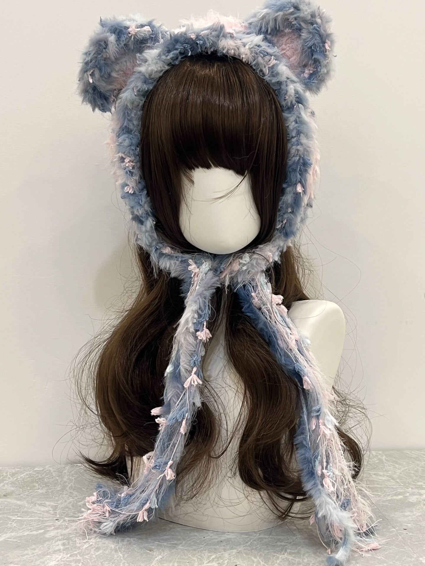 Blau Bär Häkelstirnband Handgemacht Kawaii Pastell Haarband