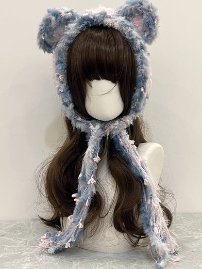 Blau Bär Häkelstirnband Handgemacht Kawaii Pastell Haarband