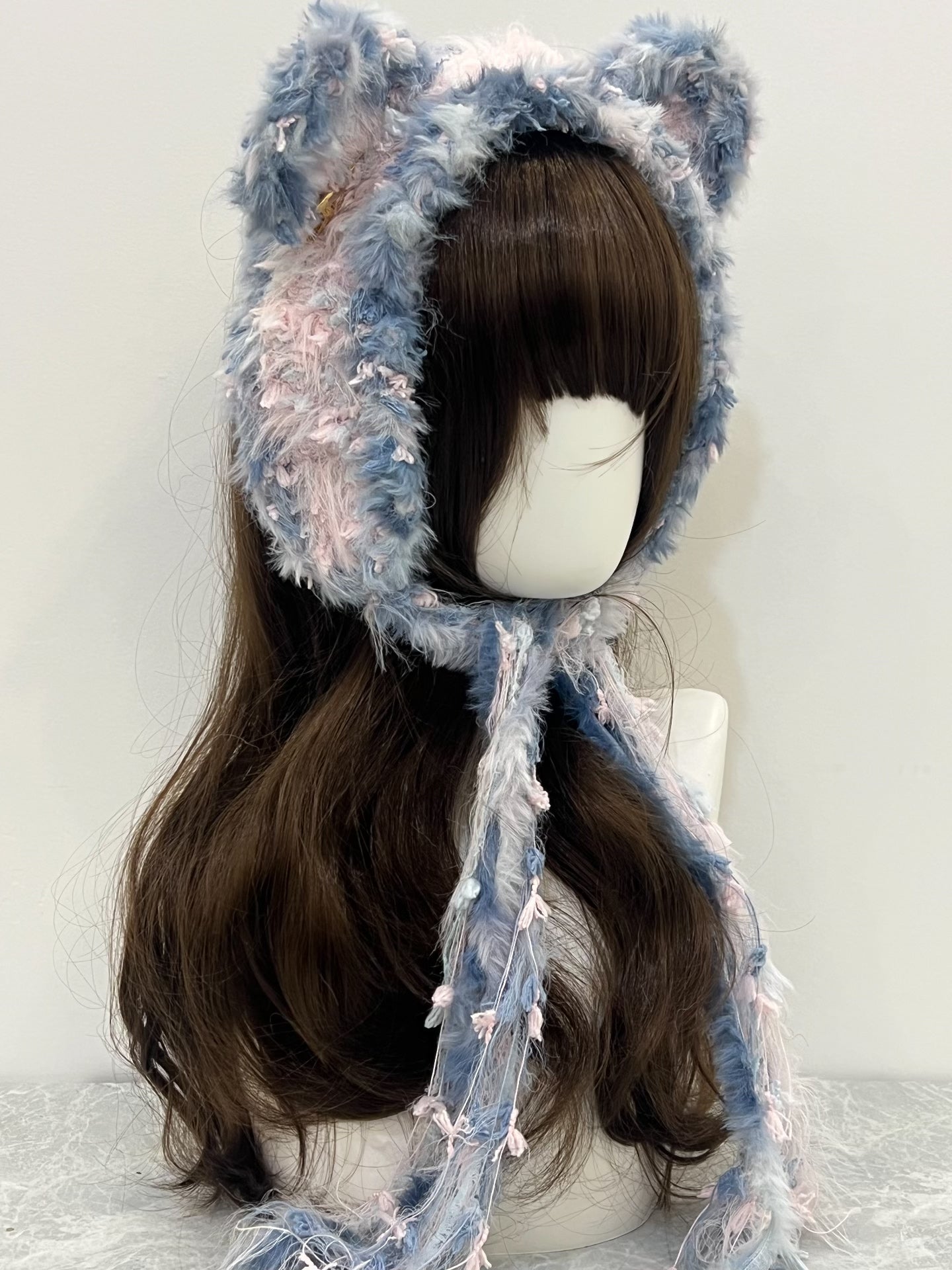 Blau Bär Häkelstirnband Handgemacht Kawaii Pastell Haarband