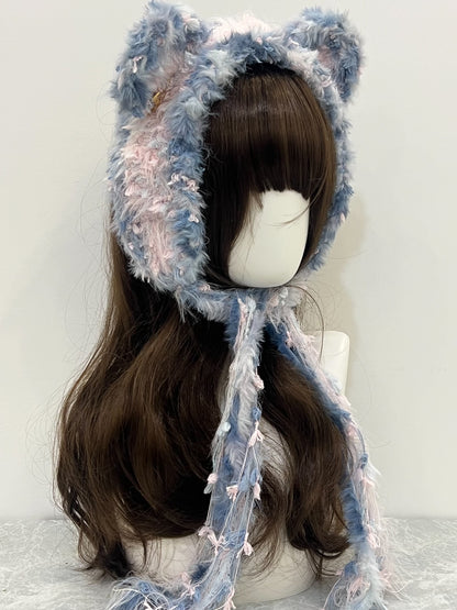 Blau Bär Häkelstirnband Handgemacht Kawaii Pastell Haarband