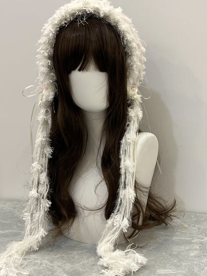 Pink-White Crochet Headband Handmade Kawaii Pastel Hair Band Lolita Anime