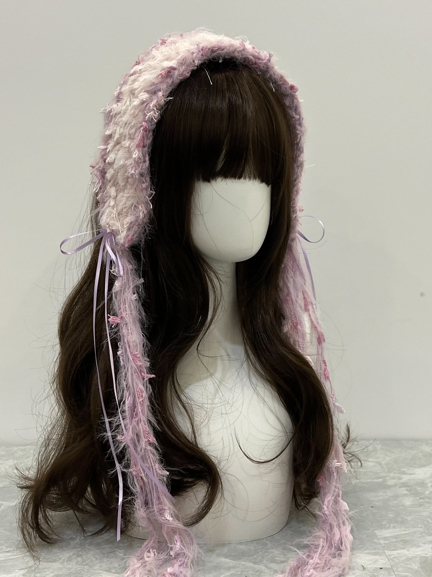 Purple-Pink Crochet Headband Handmade Kawaii Pastel Hair Band Lolita Anime