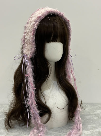 Purple-Pink Crochet Headband Handmade Kawaii Pastel Hair Band Lolita Anime