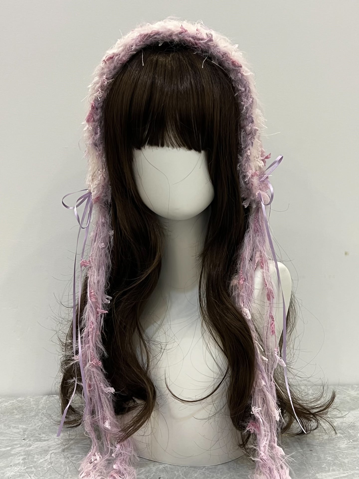 Purple-Pink Crochet Headband Handmade Kawaii Pastel Hair Band Lolita Anime