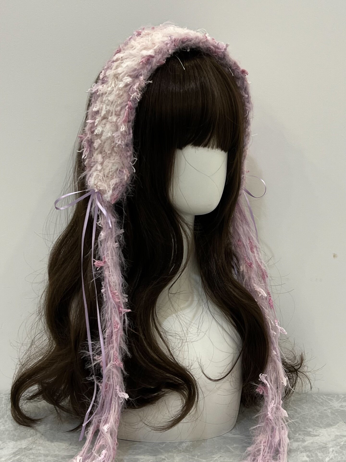 Purple-Pink Crochet Headband Handmade Kawaii Pastel Hair Band Lolita Anime