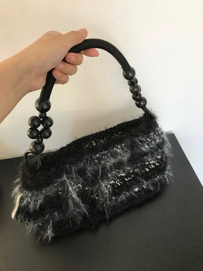 Handgemachte gehäkelte Tasche aus handgesponnenem Garn, handgefertigte Umhängetasche, gehäkelte Crossbody-Tasche