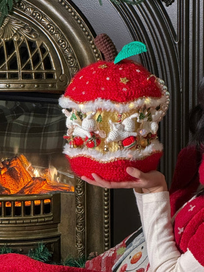 Sac de carrousel pomme en crochet fait main avec lumière, sac à main de Noël en crochet