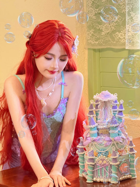 Handmade Crochet Castle Storage Box, Fairycore Castle Decor, Princess Castle Organizer