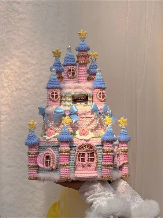 Handmade Crochet Princess Castle Storage Box, Fairycore Castle Decor