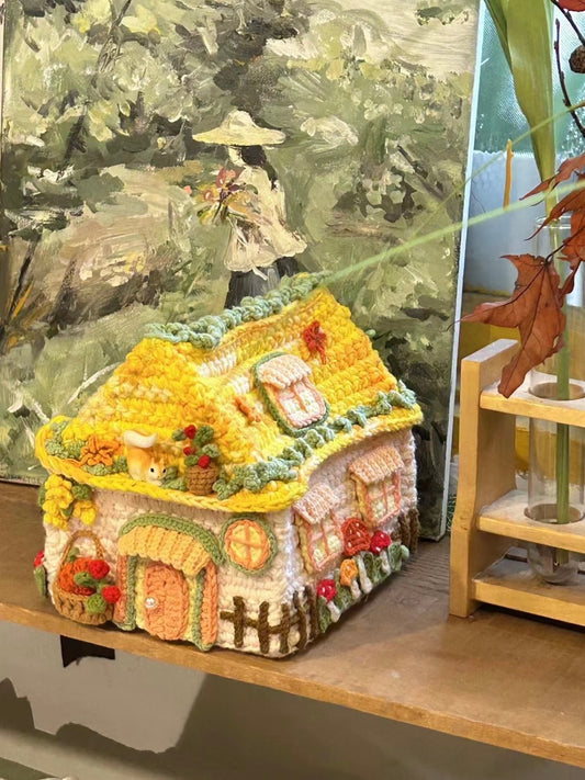 Handmade Crochet Cottage House Bag, Fairy Tale House Purse