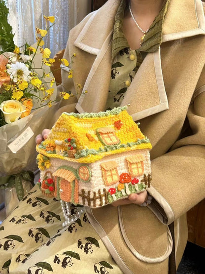 Sac maison de campagne en crochet fait main, Sac à main maison de conte de fées