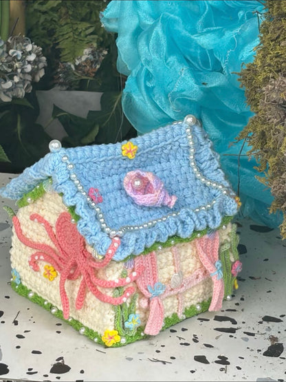 Handmade Crochet Fairy House Bag, Whimsical Fairycore House Handbag