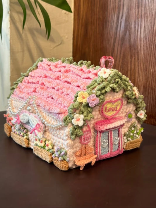Handmade Crochet Cottage Storage Box | Cute Floral House Organizer Decor