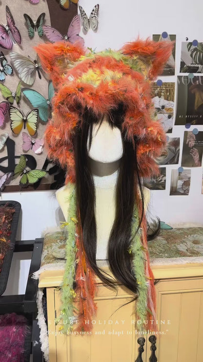 Nick Zootopia Handmade Crochet City Fox Ear Hat, Sly Fox Style Hood