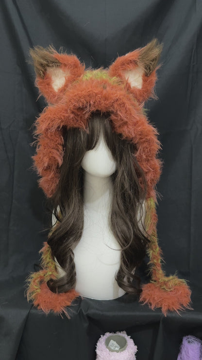 Gehäkelter Nick Zootopia Fuchs Ohr Kapuze Handgemachte Tierohrenmütze, Cosplay Kapuze