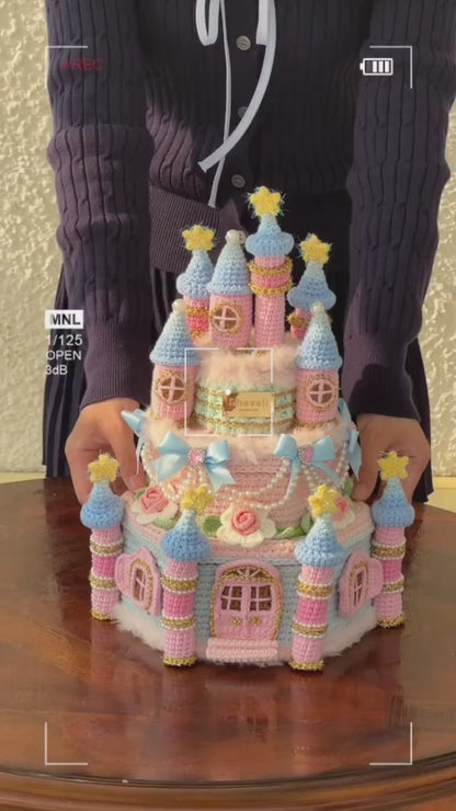 Boîte de rangement château de princesse au crochet faite main, Décoration de château féerique